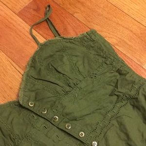Junior's green cotton button down blouse